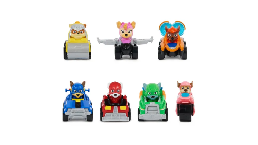 PAW Patrol: Der Mighty Kinofilm, 7-teiliges Pup Squad Racers-Geschenkset mit Liberty-Spielzeugauto