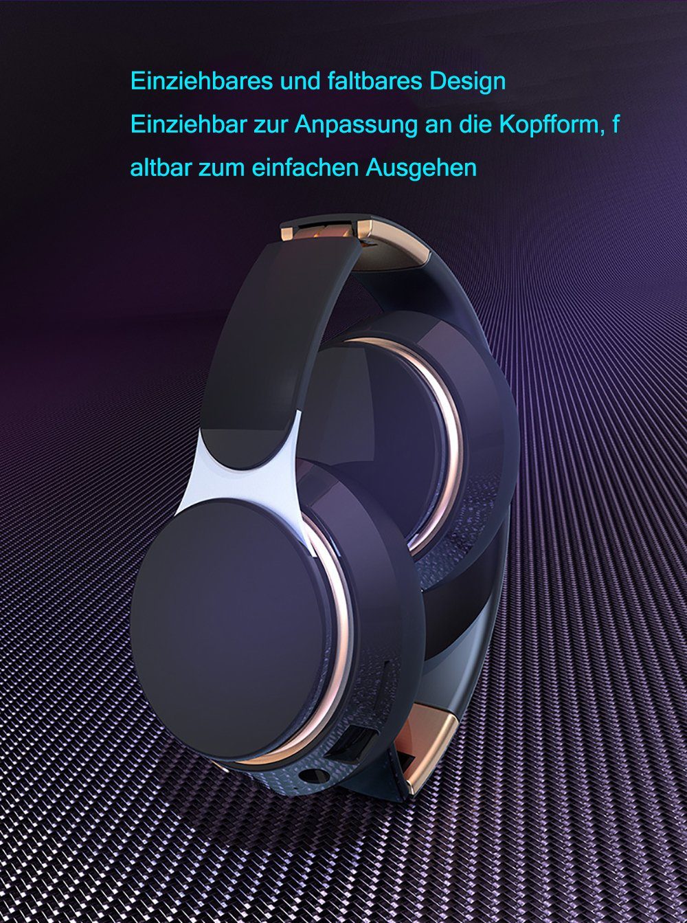 YSDYM Bluetooth Kopfhörer Over Ear, [Bis zu 52 Std] Kabellose Kopfhörer Bluetooth-Kopfhörer (mit 3 EQ-Modi,HiFi Stereo Faltbare Headset mit Mikrofon)