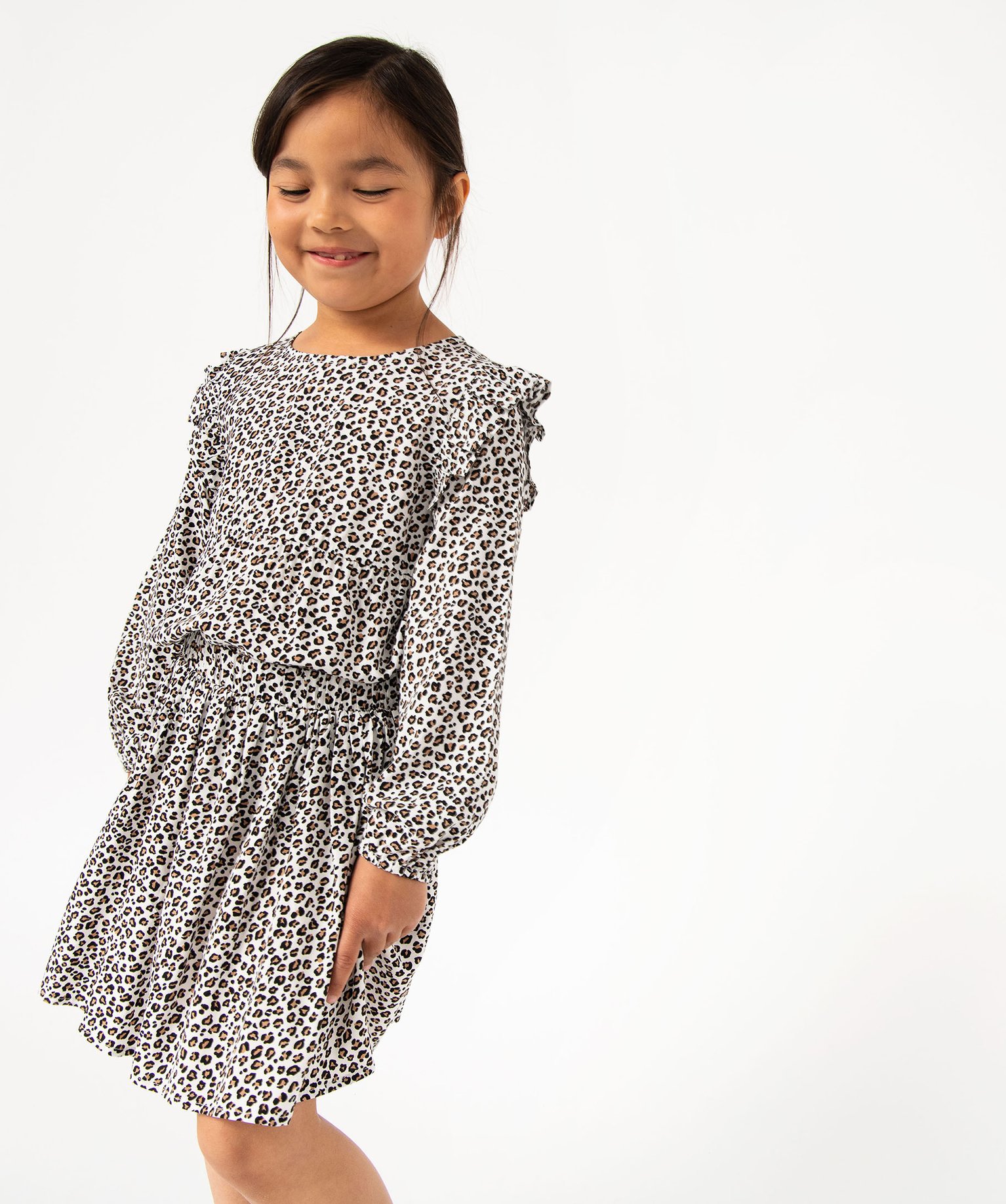 Jupe fille à motifs tachetés avec taille élastique ecru | GEMO