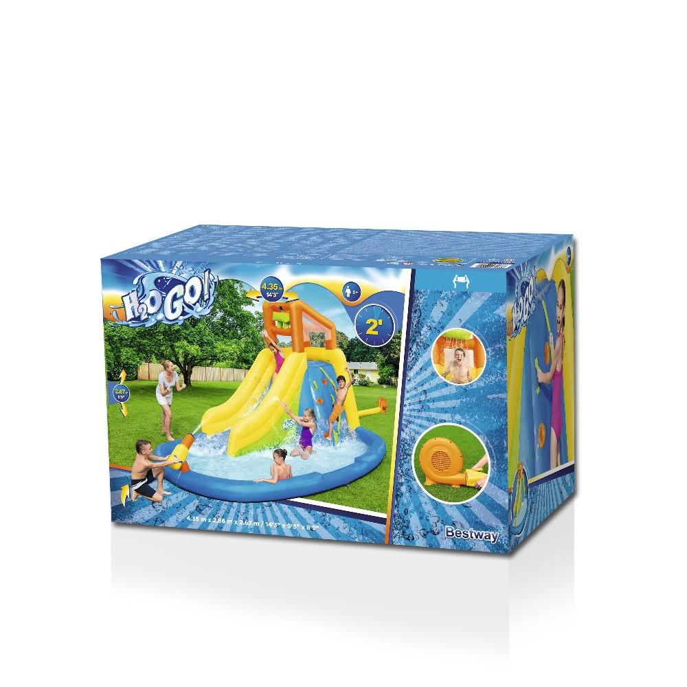 Bestway H2OGO!™ Wasserpark mit Dauergebläse „Mount Splashmore“ 5-10 Jahre 435 x 286 x 267 cm