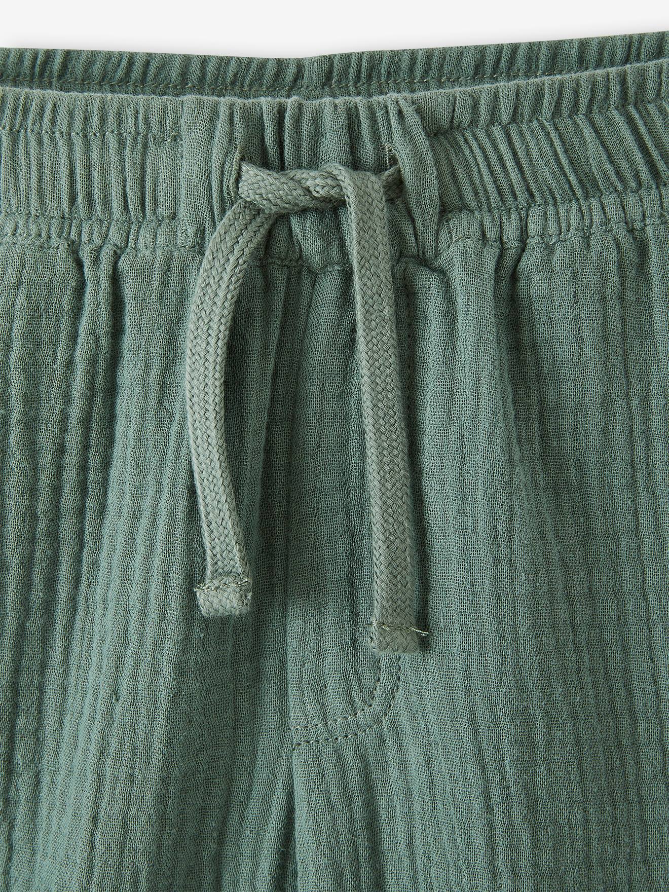 Vertbaudet Jungen Shorts aus Musselin - grün