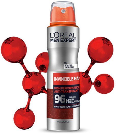 L'ORÉAL PARIS MEN EXPERT Deo-Spray Deo Spray Invincible Man 96h, Packung, 6-tlg.