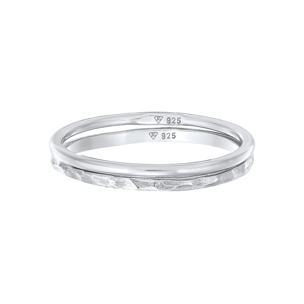 Elli Elli Bague Femmes Bande Set de 2 Pile en argent sterling 925 Bague