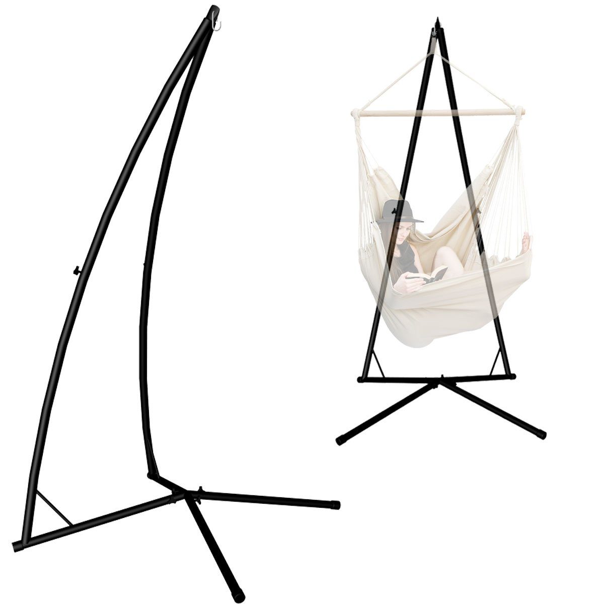 AMANKA Hängemattengestell Hängesessel Gestell Outdoor bis 120kg 215cm, Stahlrohr Ständer für Hängestuhl