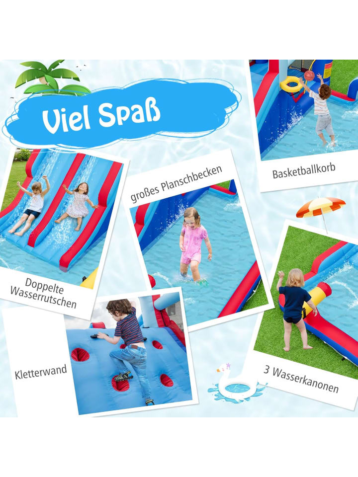 COSTWAY Wasserrutschenpark 644x405x210cm in Bunt günstig kaufen onesize
