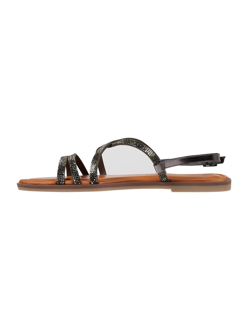 Sandalen mit Strasssteinen in anthrazit