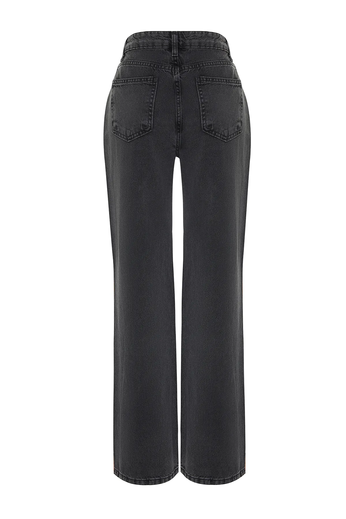 Trendyol Collection  Anthrazitfarbene Sommerjeans mit hoher Taille und weitem Bein aus dünnem Stoff TWOSS24JE00020