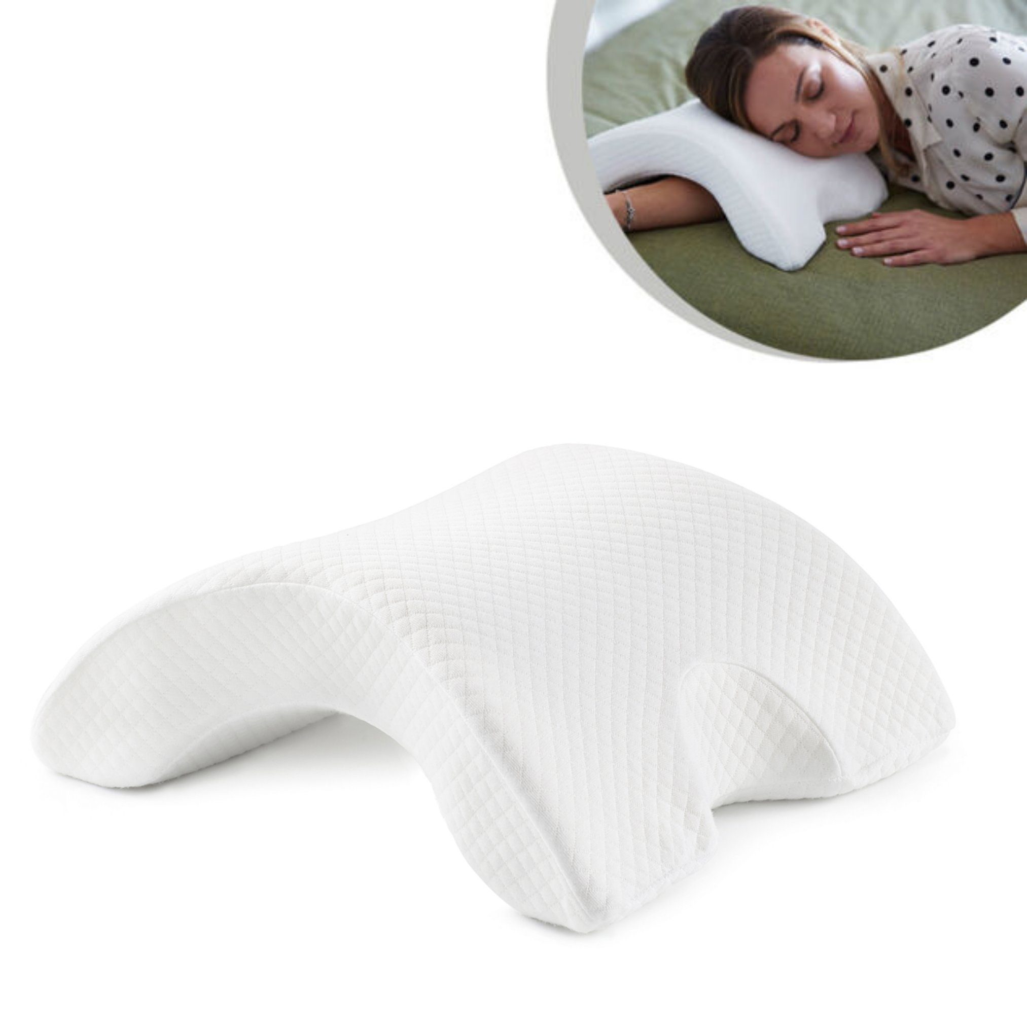 Nackenstützkissen Arm Pillow - Memory Foam Kissen, Arm Kissen, Restform®, Füllung: 100 % Polyester, Bezug: waschbar, Seitenschläfer, Rückenschläfer, Bauchschläfer, Spar-Set, 1er oder 2er Pack, sensible Unterstützung für den Hals, Rücken, Knie und Hüf