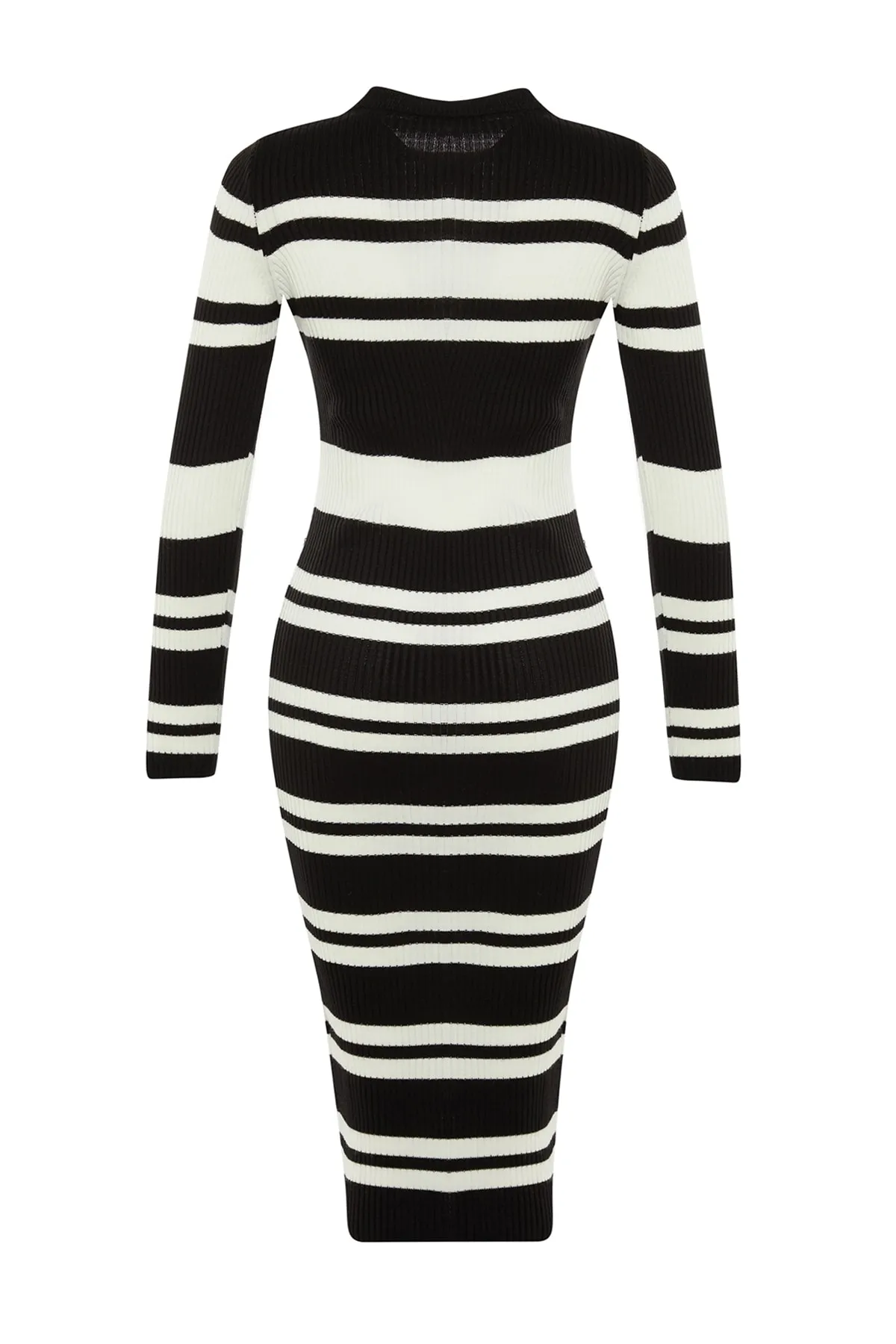 Trendyol Collection  Schwarz Schwarzes Midi-Strickkleid mit Rundhalsausschnitt TWOAW23EL00539 Kleid TWOAW23EL00539