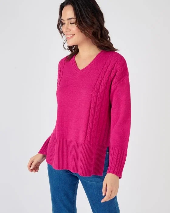 Pull col V à torsades