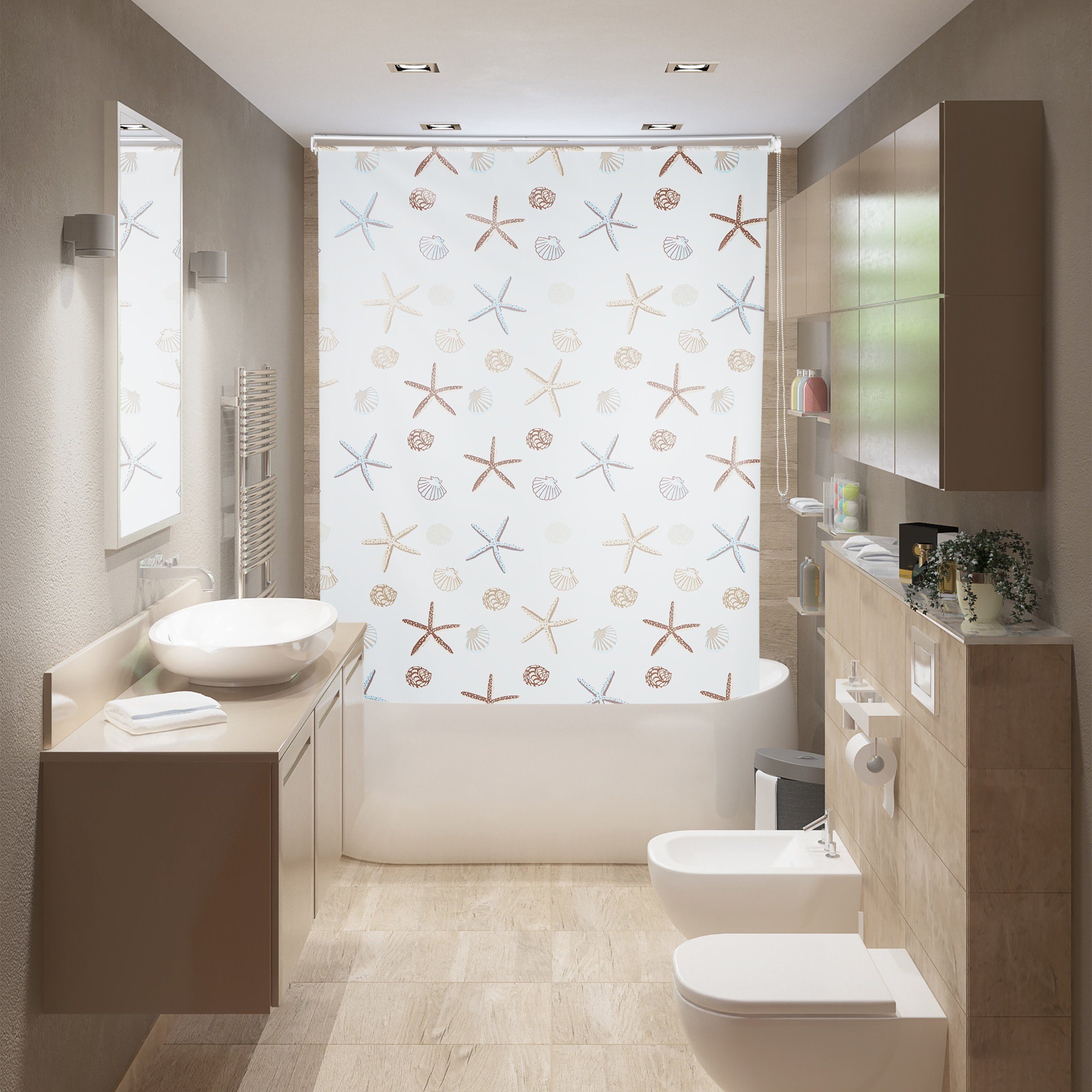 relaxdays Duschrollo Duschrollo OCEAN Breite 60 cm, 60x240cm