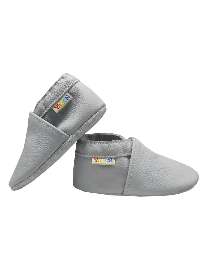 Yalion Leder-Krabbelschuhe in Hellgrau günstig kaufen