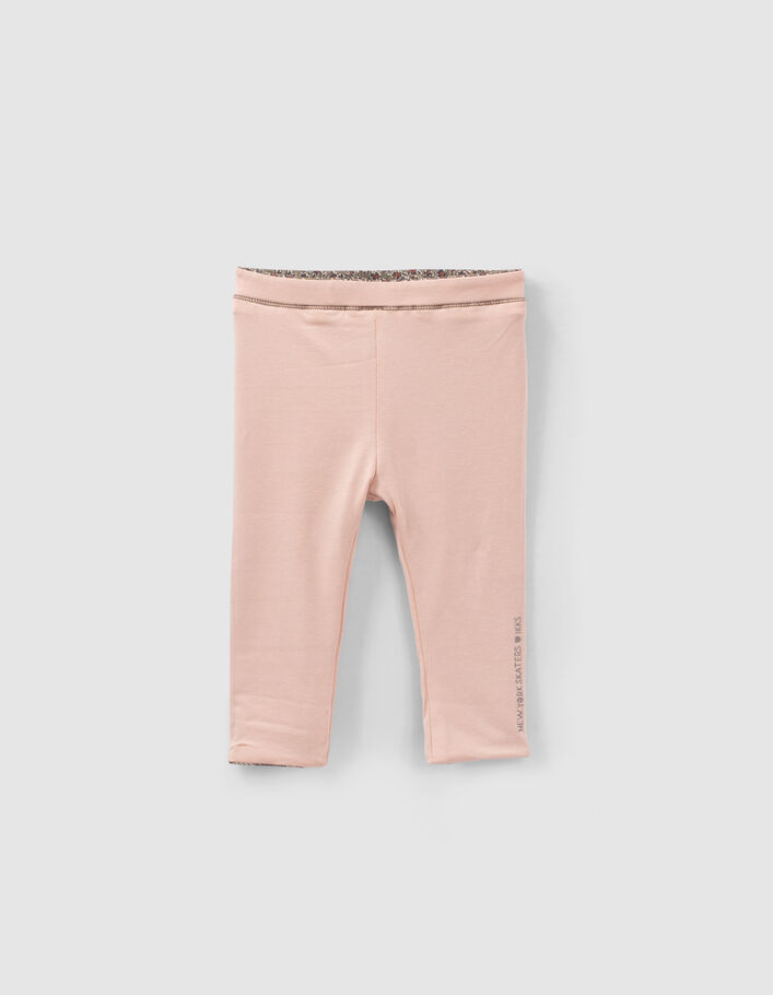 Leggings réversible kaki léopard floral et rose bébé fille