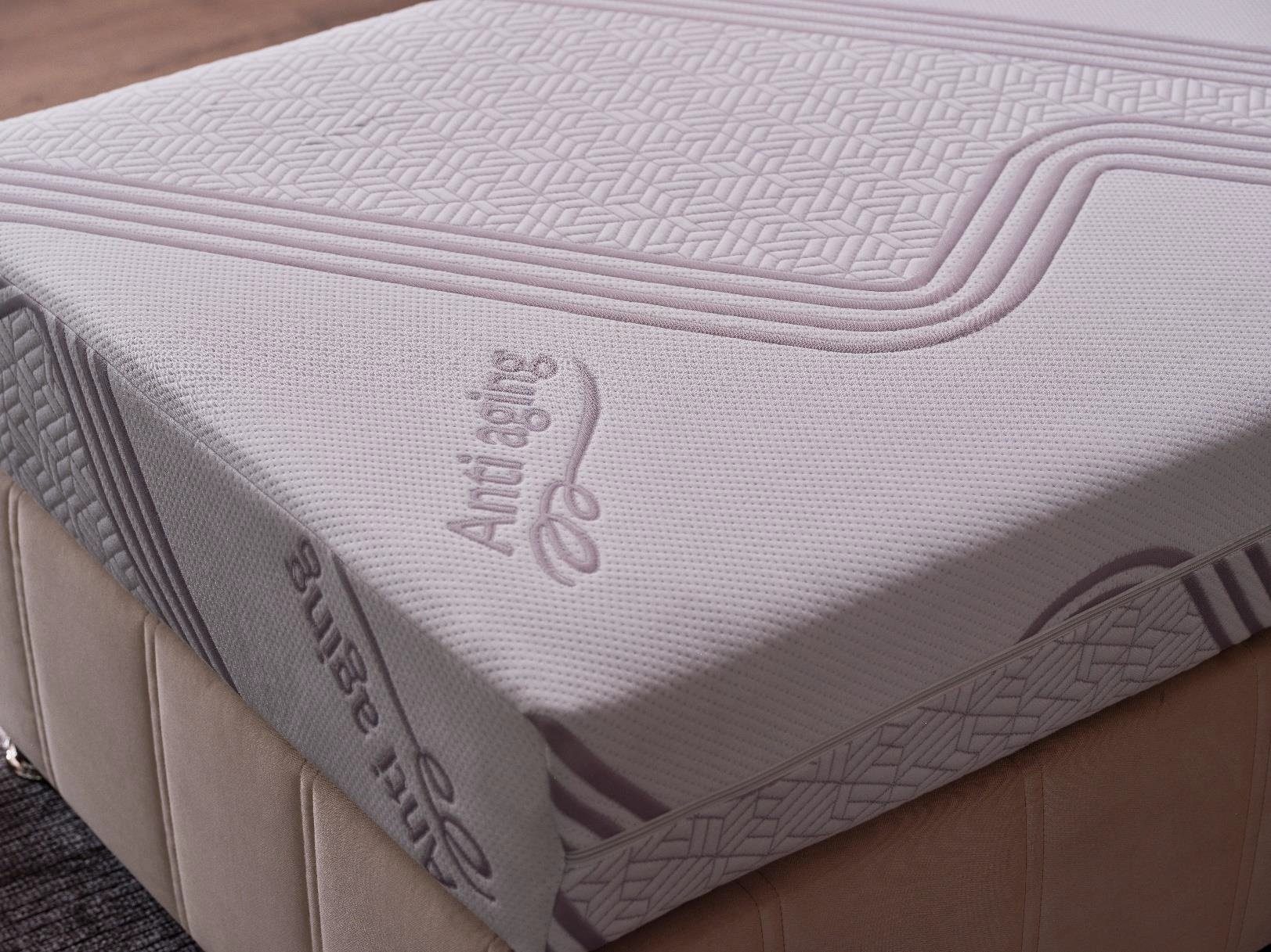 Boxspringmatratze Anti-Aging Visage Kaltschaummatratze mit Premium Visco Memory Foam, ARGAHOME, 24 cm hoch, (Doppelseitige Boxspringmatratze mit zwei Liegehärten, Versteppter Anti -Aging Bezug mit Vitamin E Aloe Vera und Jojobaöl), 90x200