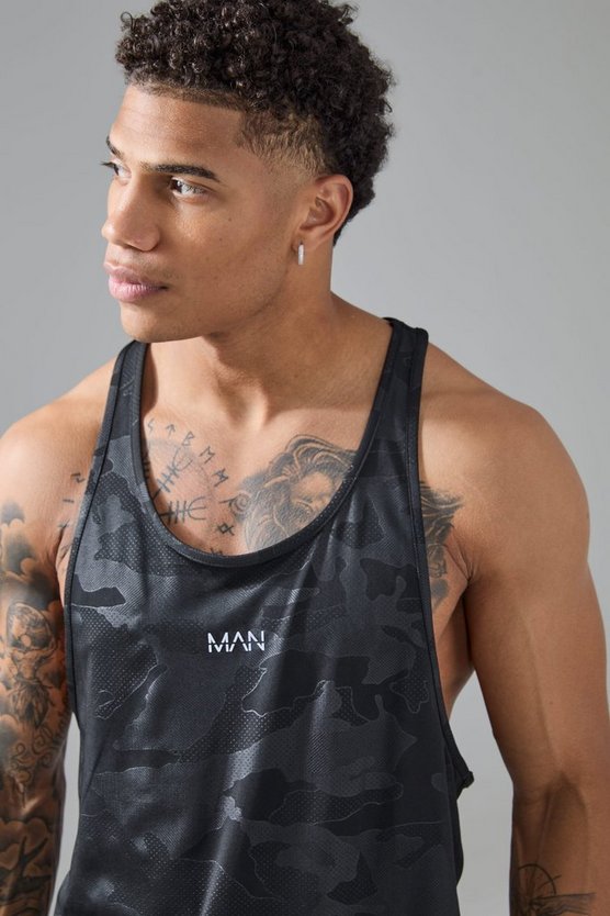 Man Active Camouflage Performance Tanktop