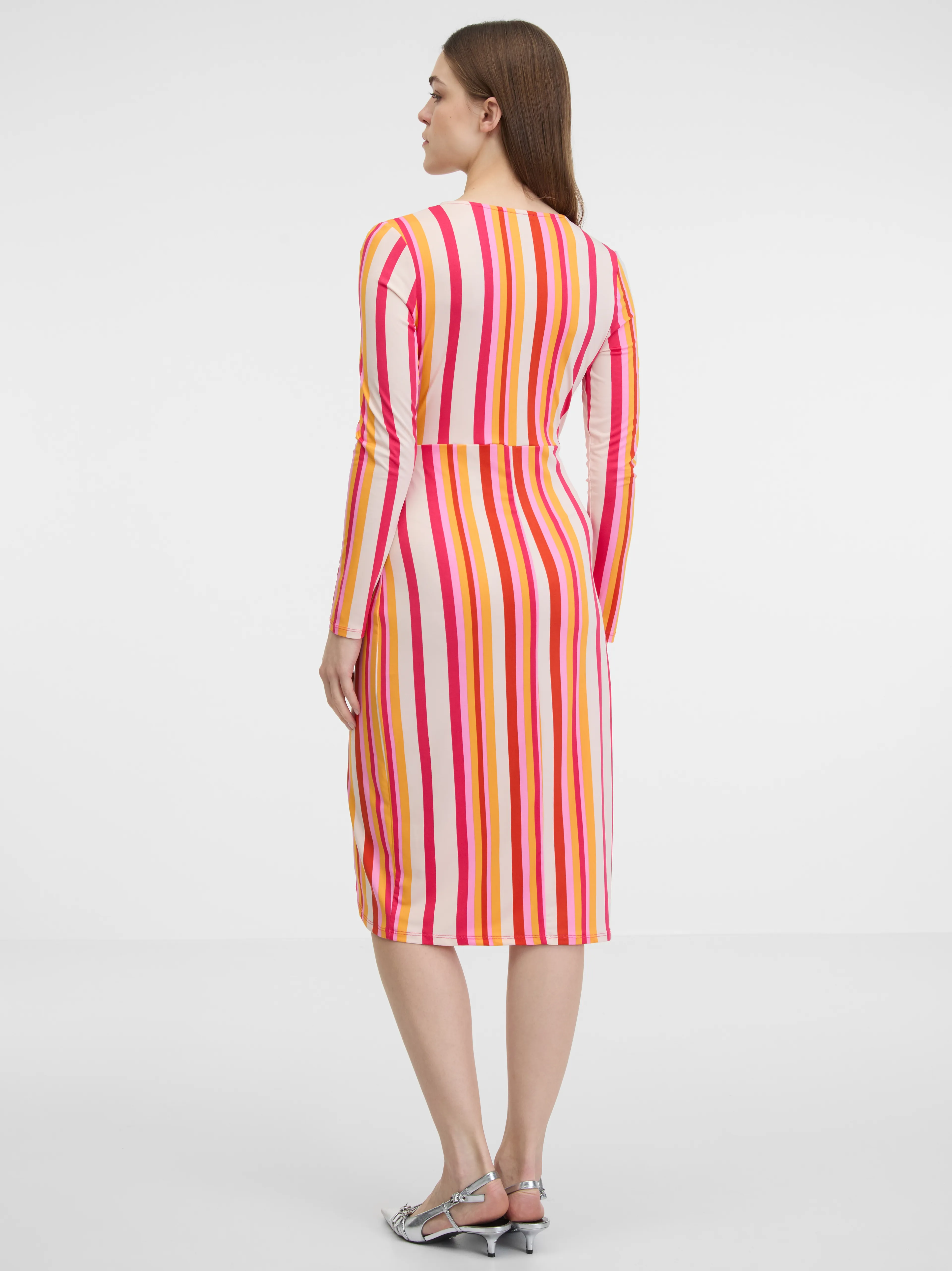 Rot und orange gestreiftes Damenkleid ORSAY