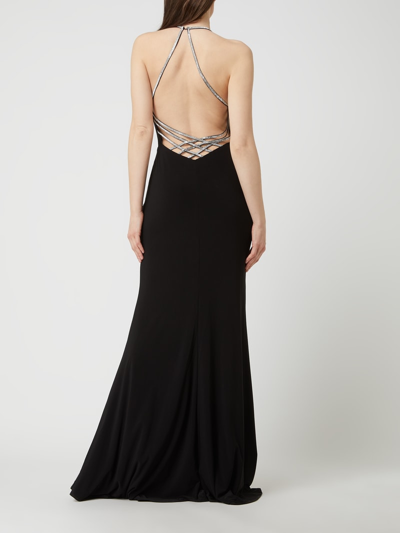 Abendkleid mit Strasssteinen in schwarz
