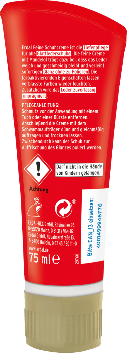 Schuhcreme fein Mittelbraun, 75 ml