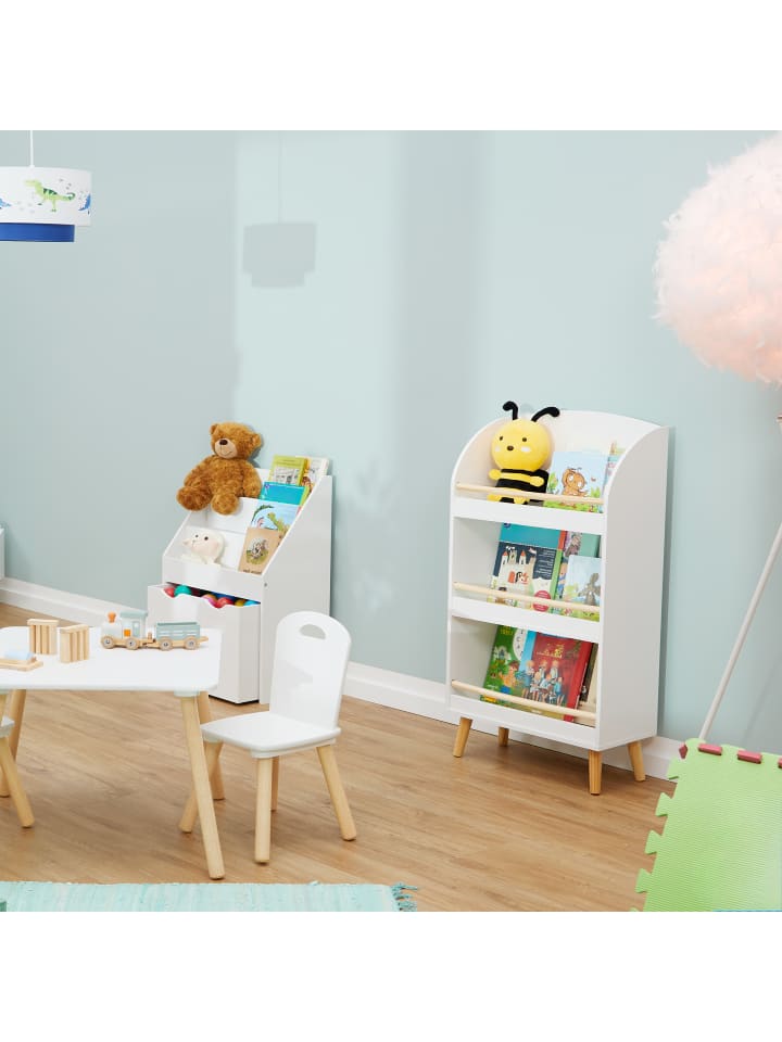 relaxdays Kinderbücherregal in Weiß/ Natur - (B)50 x (H)95,5 x (T)24 cm günstig kaufen onesize