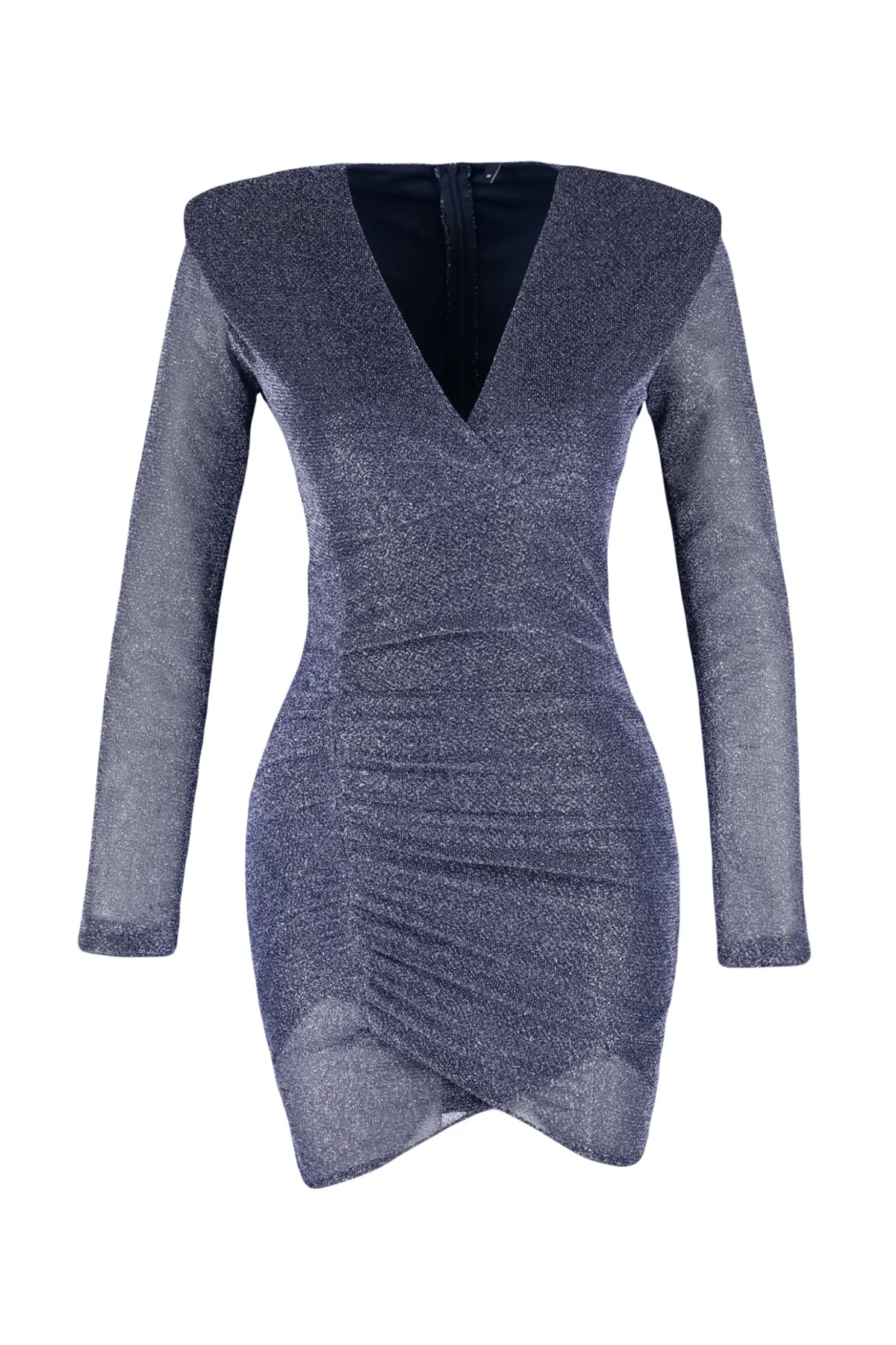 Trendyol Collection  Marineblaues, tailliertes, gestricktes, glänzendes, glitzerndes, elegantes Abendkleid TPRAW24EL00227