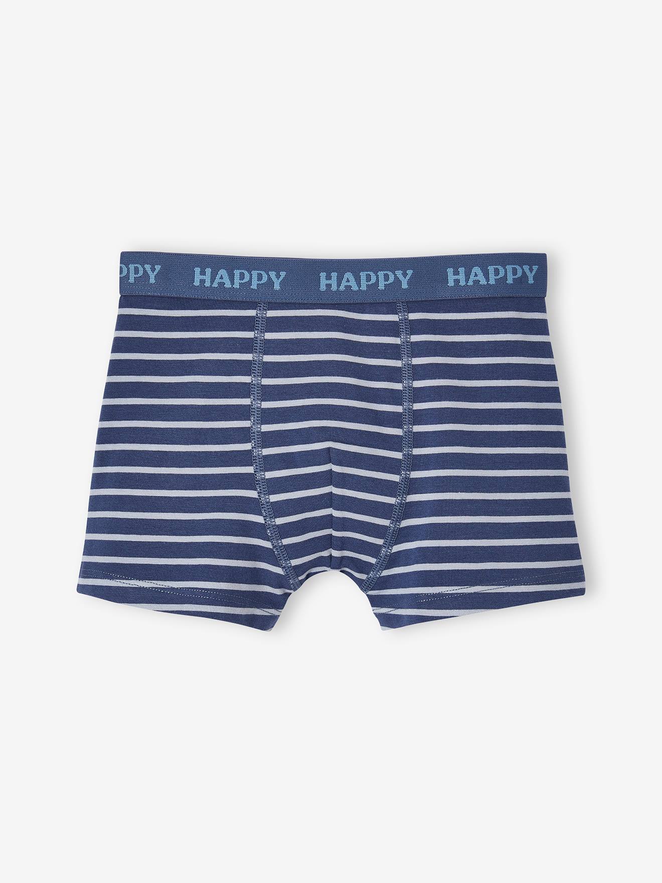 Lot de 5 boxers stretch chien garçon bleu grisé