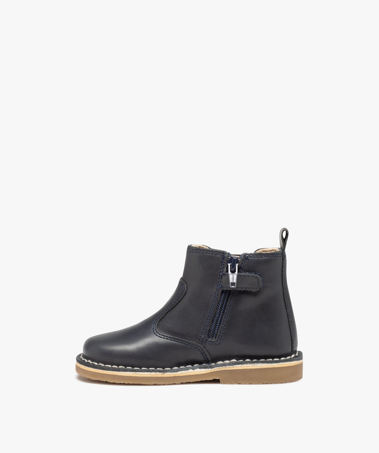 Boots bébé fille unies en cuir style Chelsea - Kickers marine | GEMO