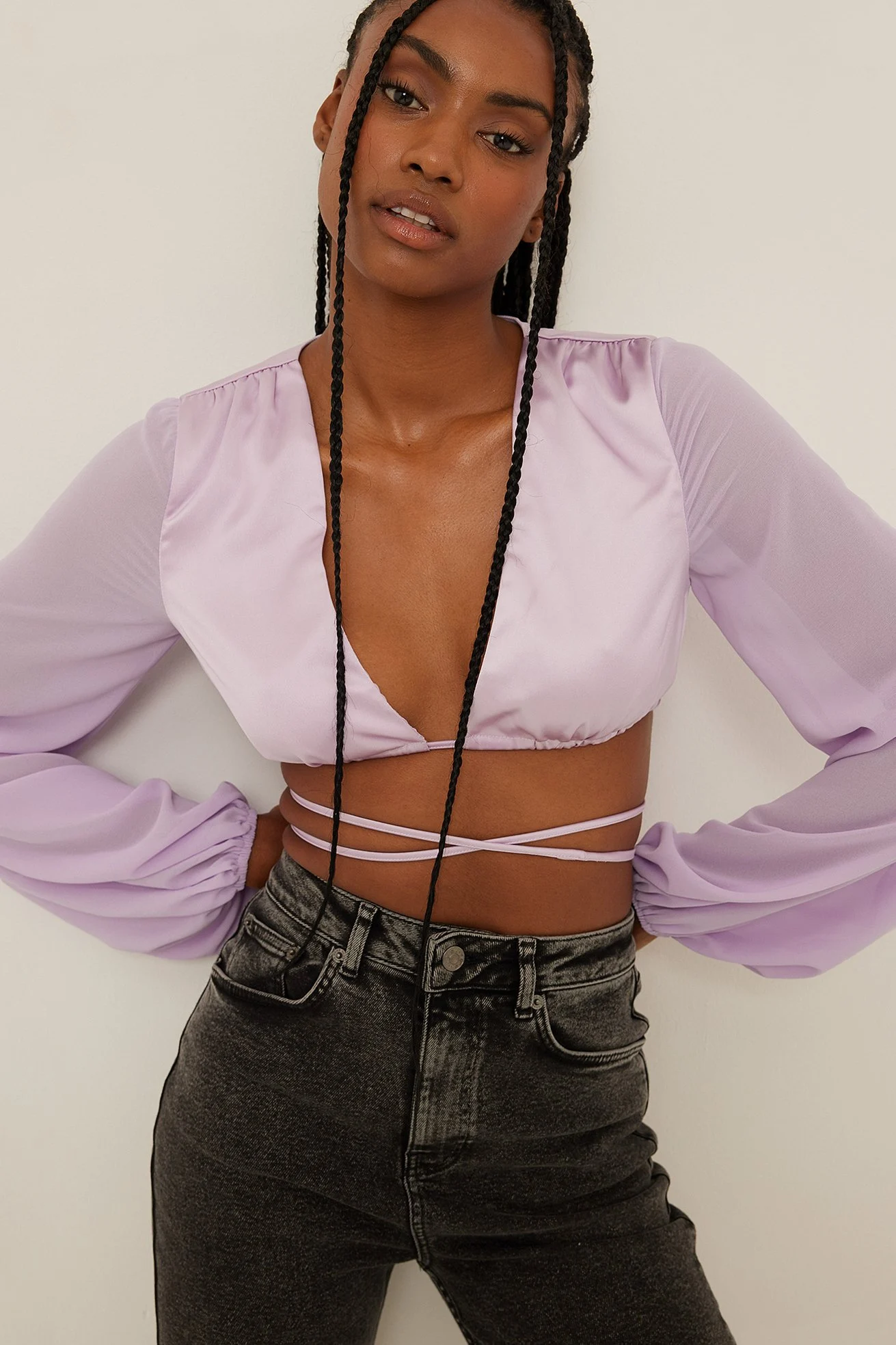 Bluse mit Schnürung in Taille
