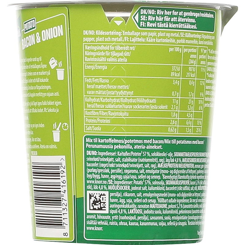 Knorr Potato snack pot 51 g bacon & onion Knorr