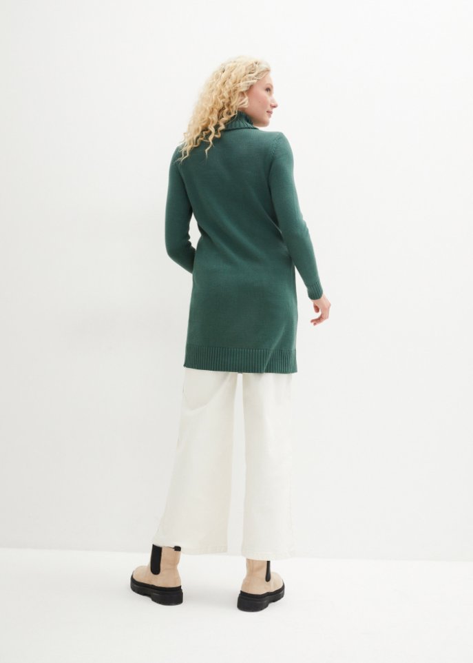 Baumwoll Longpullover mit Stehkragen
