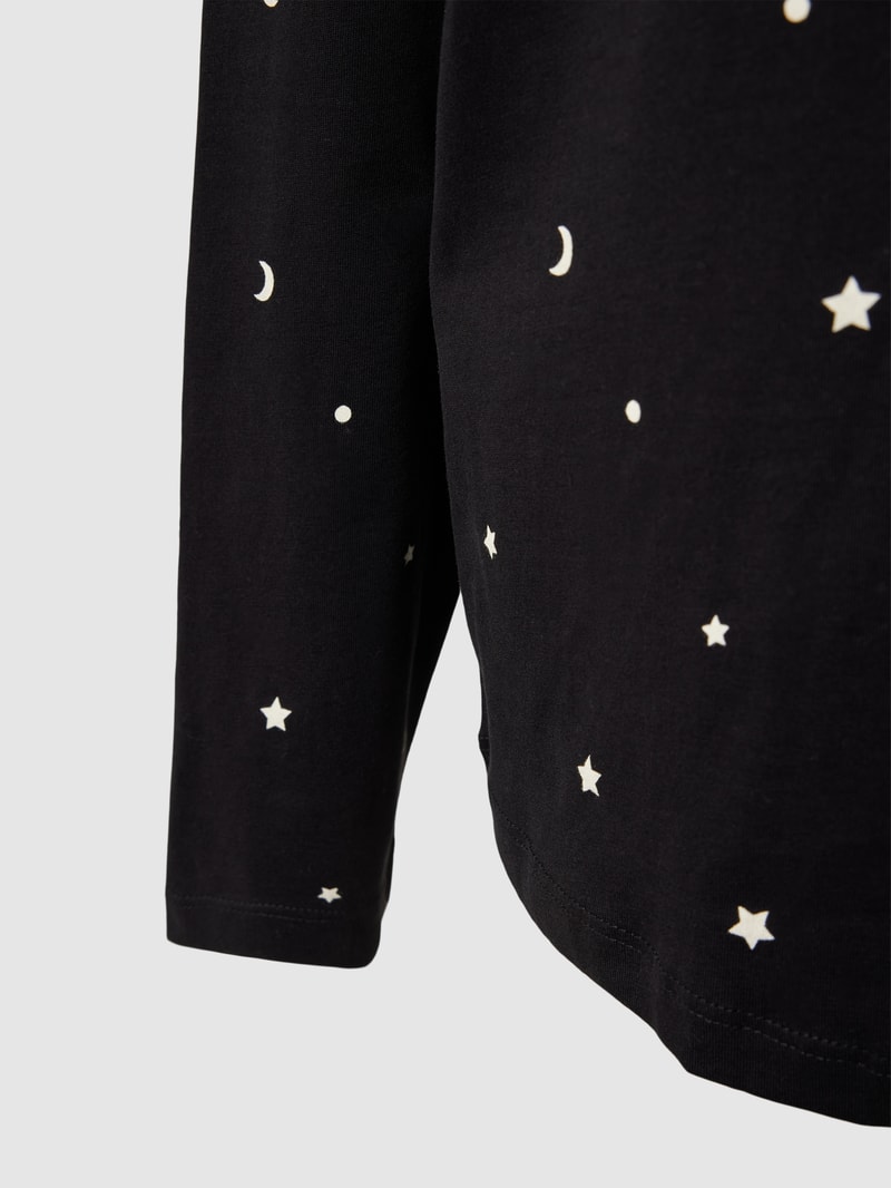 Pyjama-Oberteil mit Allover-Print in schwarz