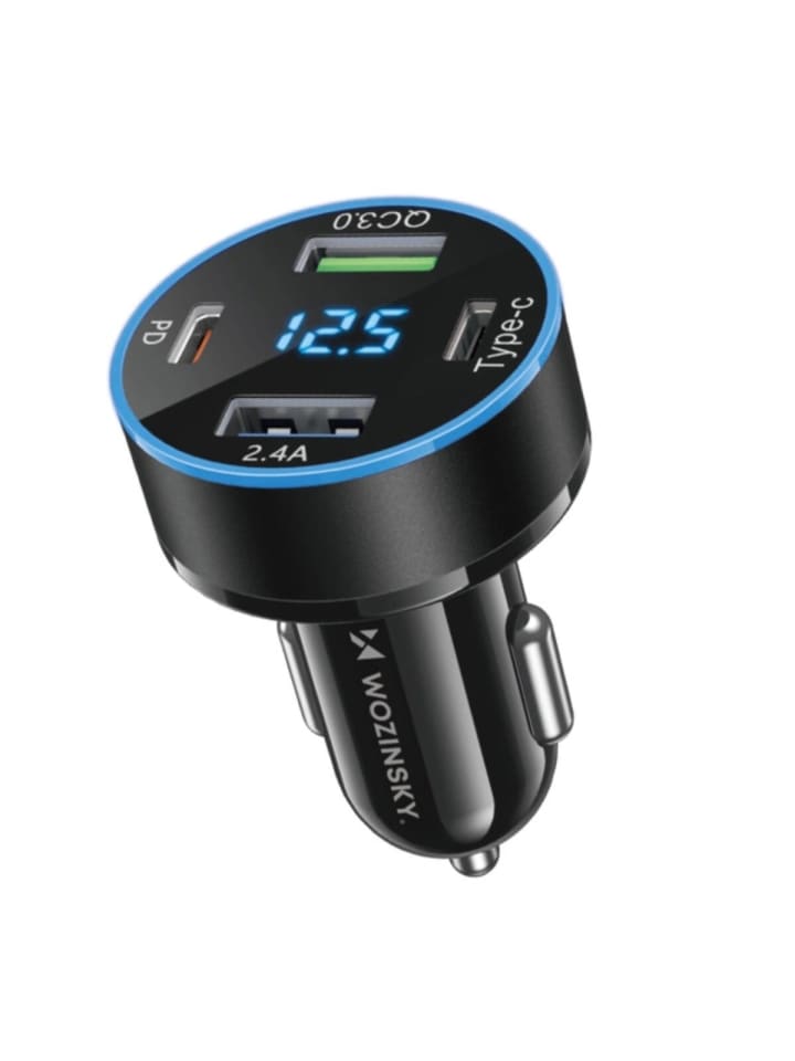 Wozinsky Wozinsky WDCCB Autoladegerät mit Display 50W 2xUSB-C / 2xUSB-A in Schwarz günstig kaufen onesize