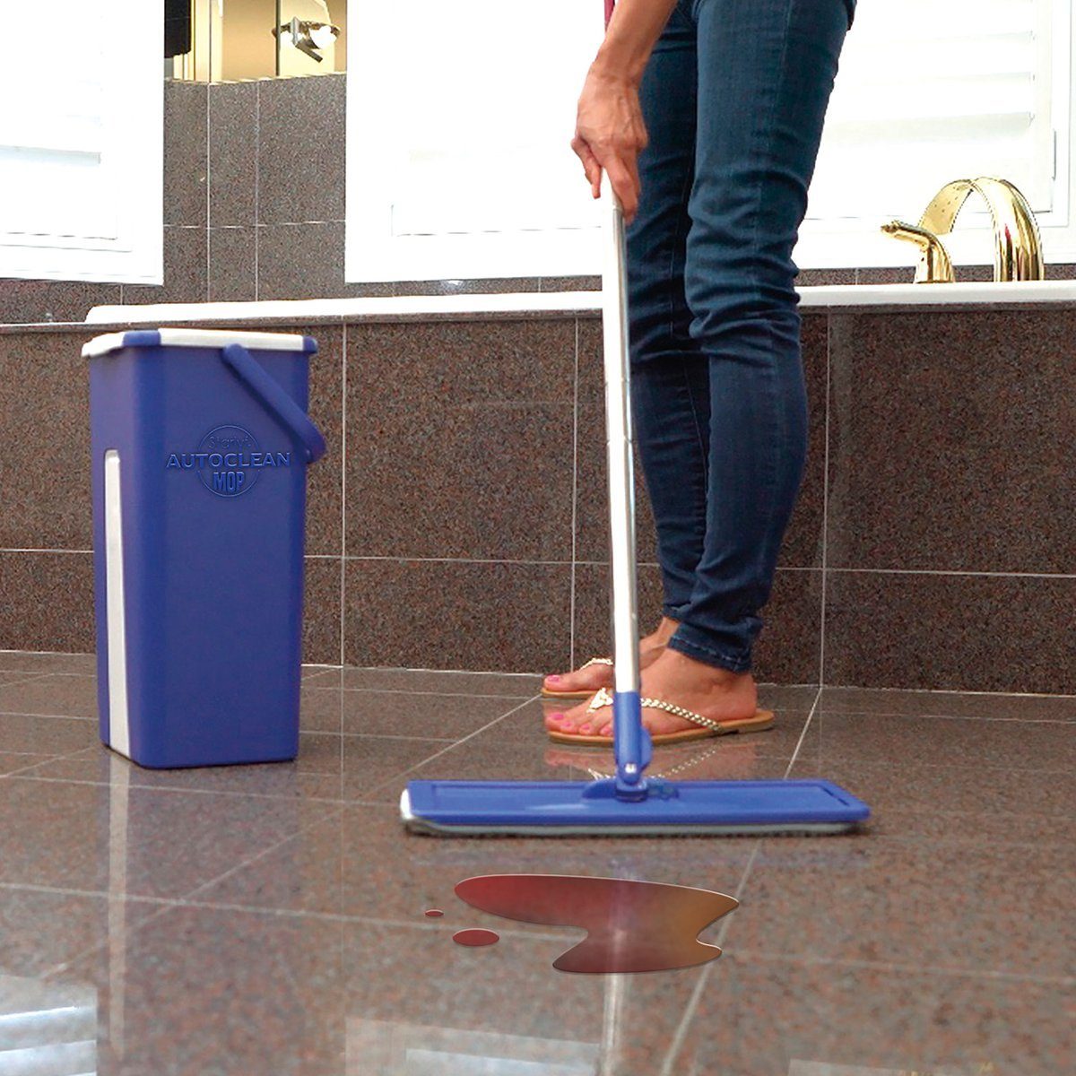 Starlyf Wischmopp Autoclean Mop Bodenwischer-Set, beutellos, selbstreinigendes Wischsystem, Doppelkammereimer, 2,7 Liter