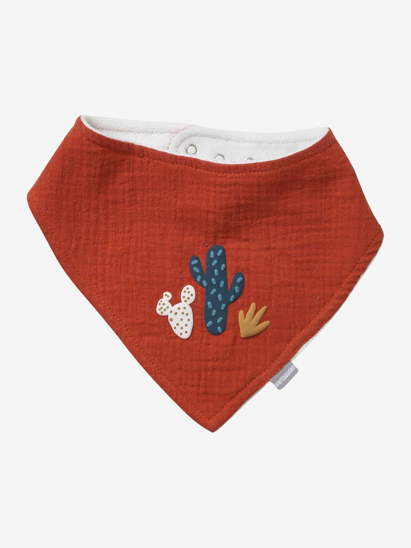 Lot de 3 bavoirs bandanas en gaze de coton vert noel
