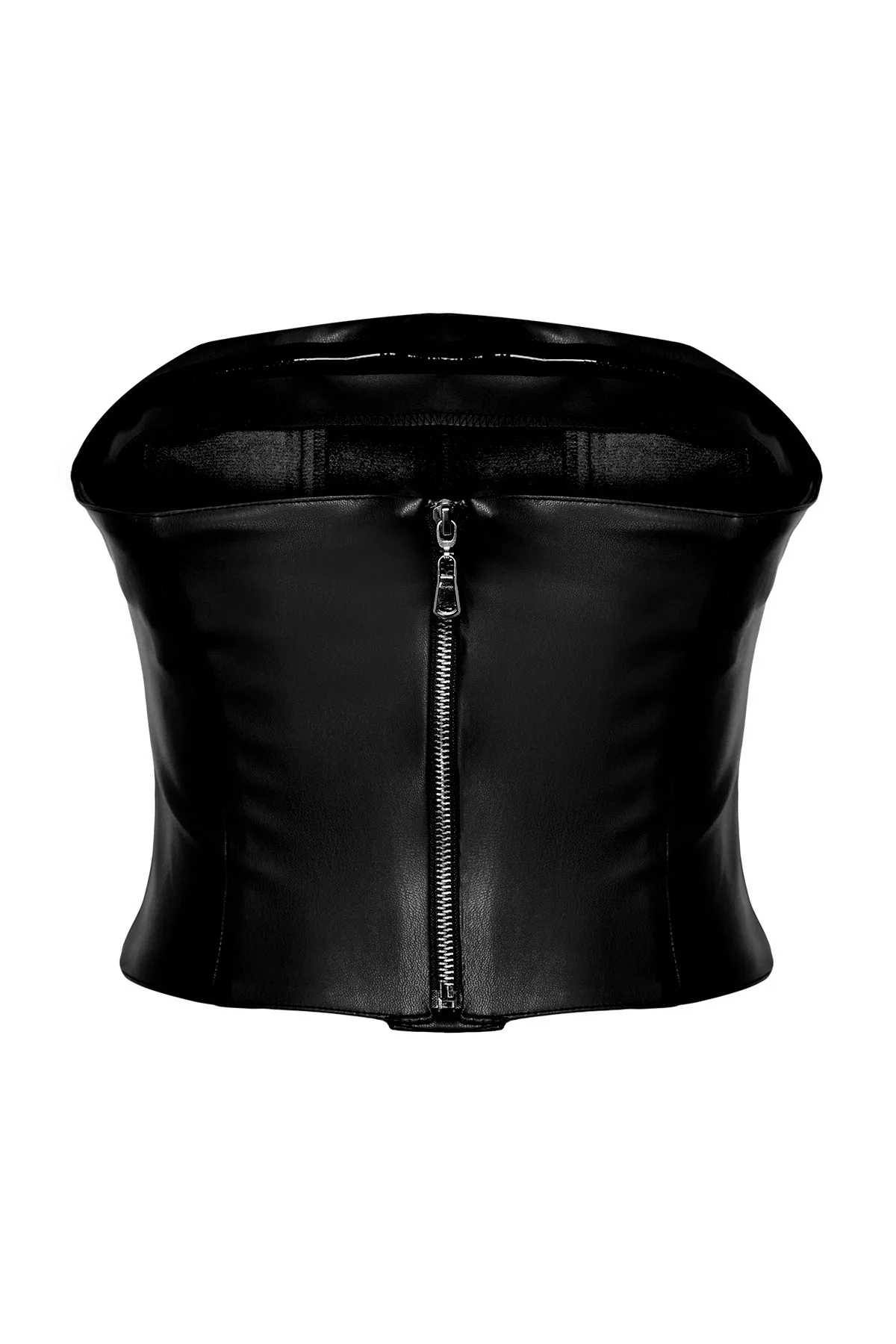 Trendyol Collection  Schwarzes Crop-Bustier aus Kunstleder TPRAW24BS00021