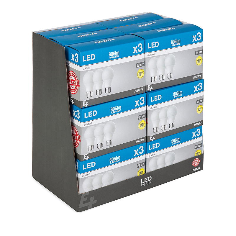 Energy Lyspære LED 806 lm 3-pk Classic E27 A60