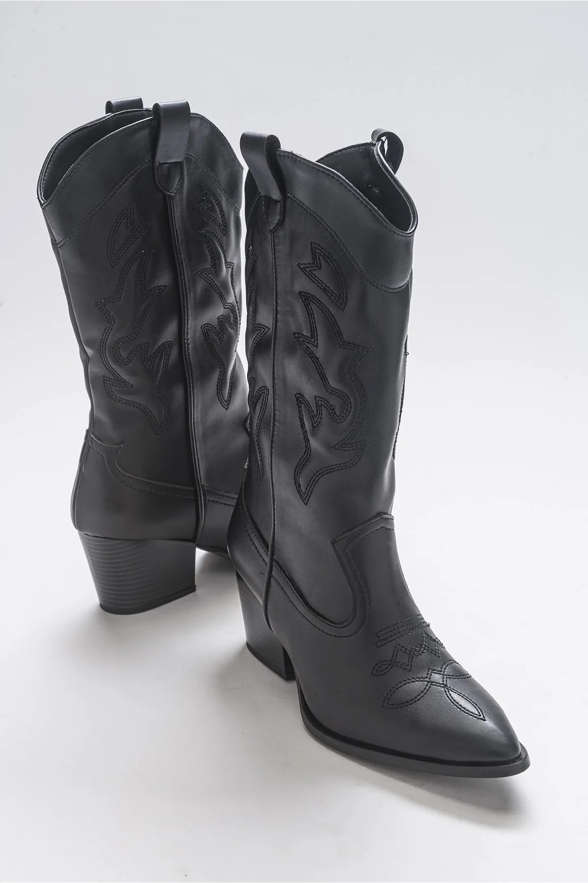 LuviShoes  Roddy Black Skin Damenstiefel