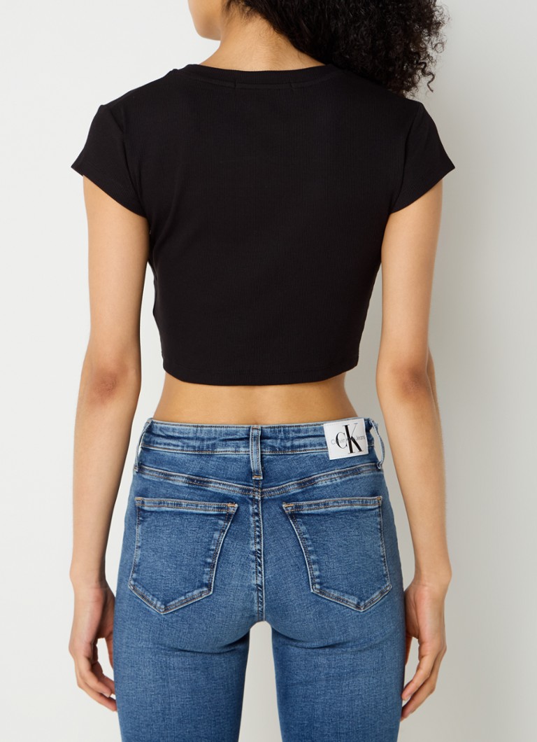 Top corto a coste con logo Calvin Klein