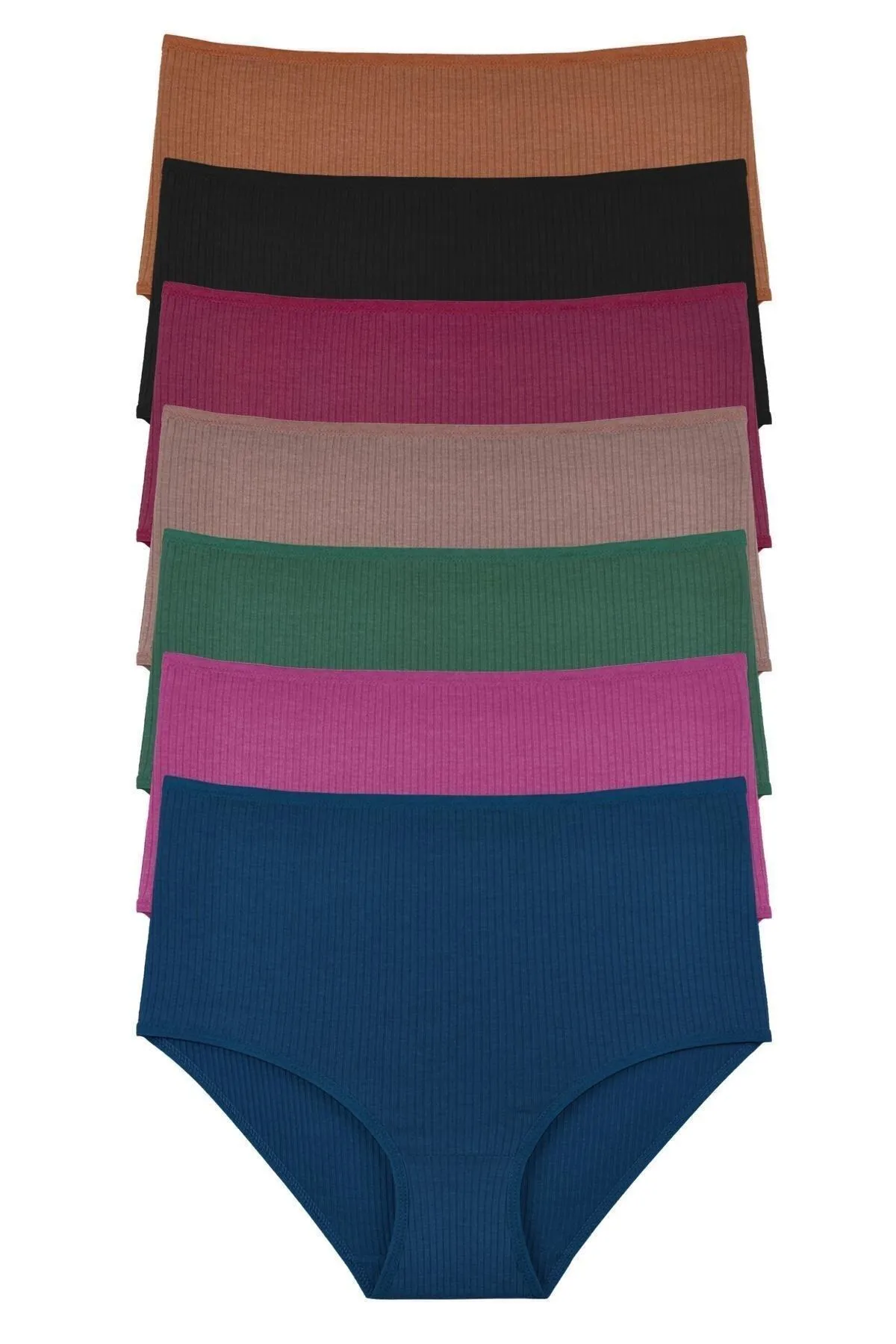 Sensu  Geripptes 7-teiliges Höschenset für Damen mit hoher Taille – KTS3080