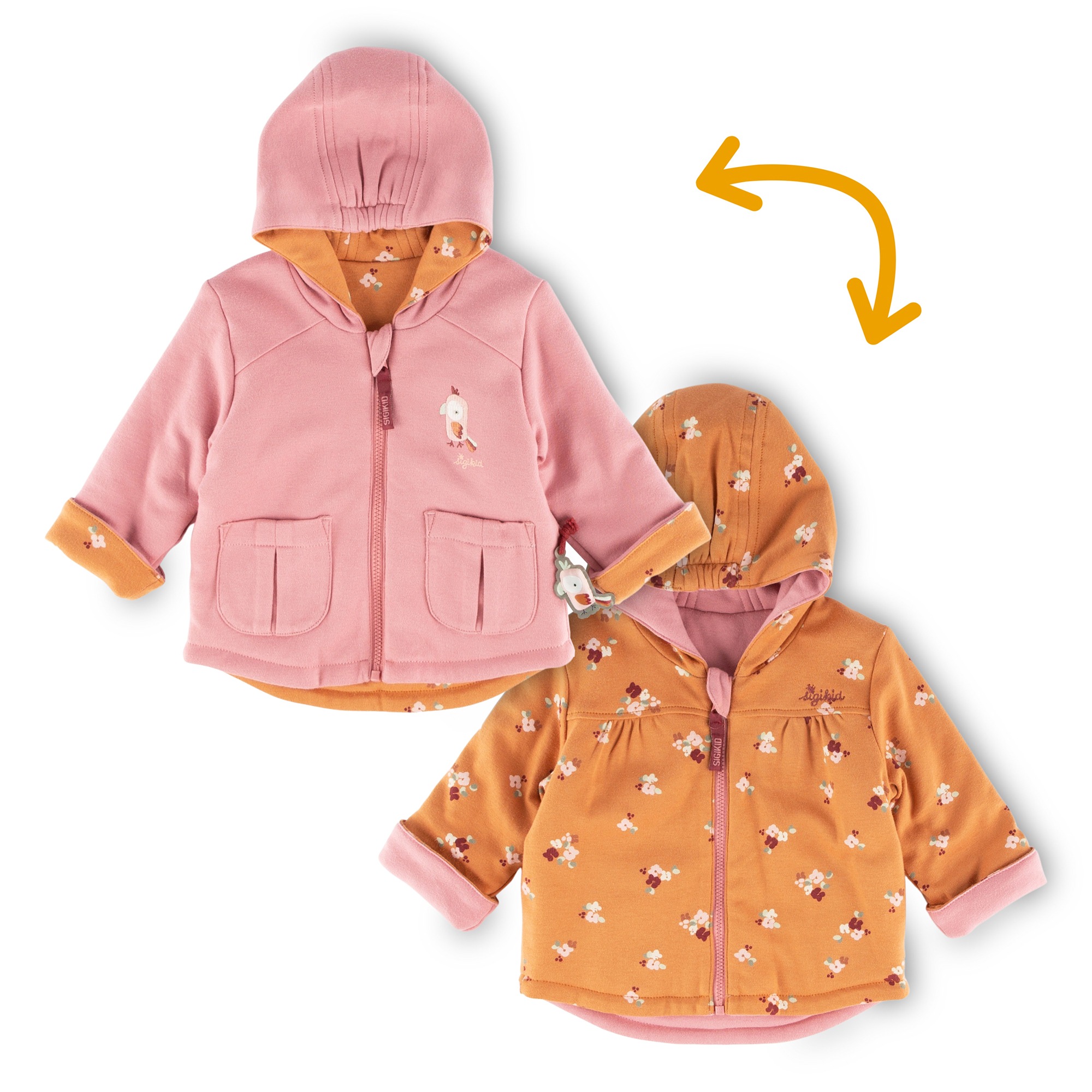 Baby Wendejacke, Blümchen Print und rosa