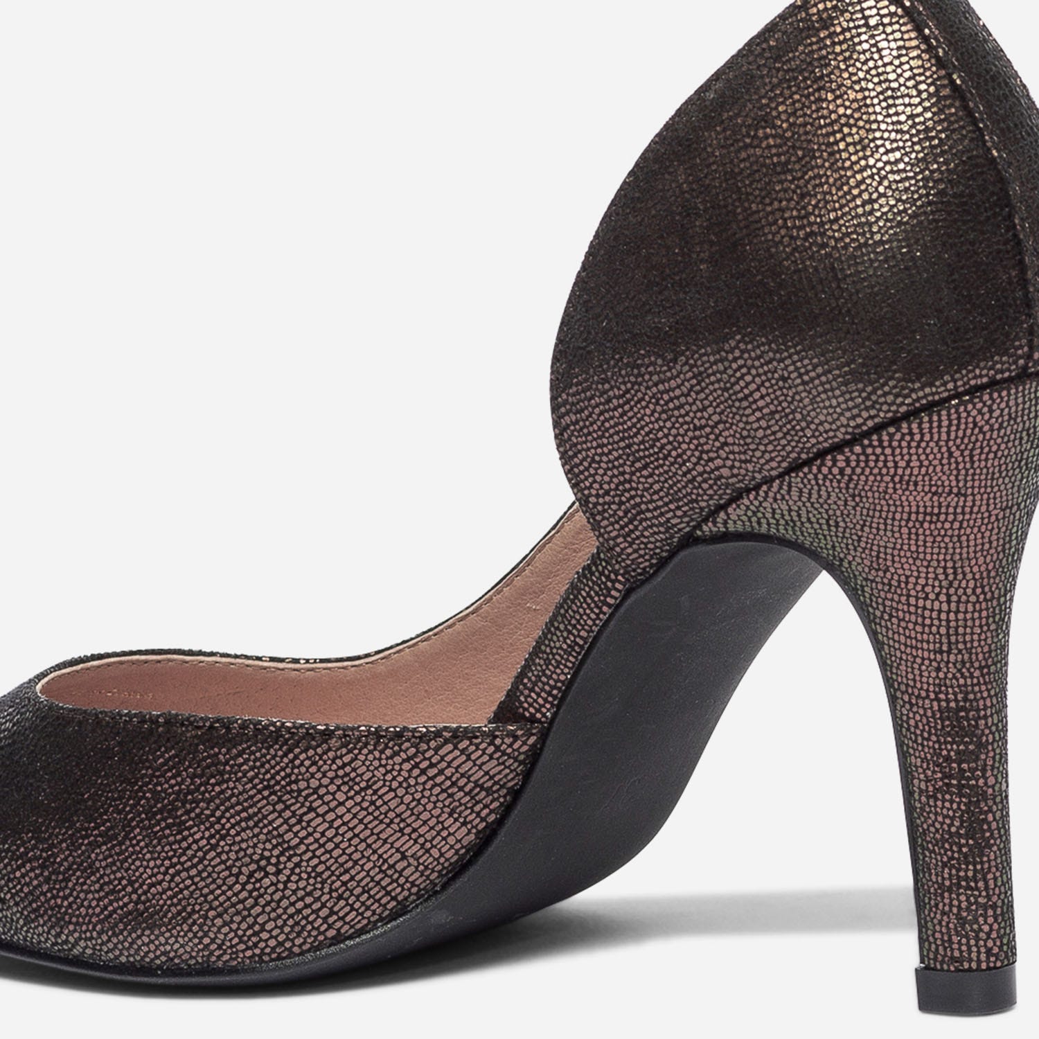 Stiletto TEXTO noir à effet python iridescent
