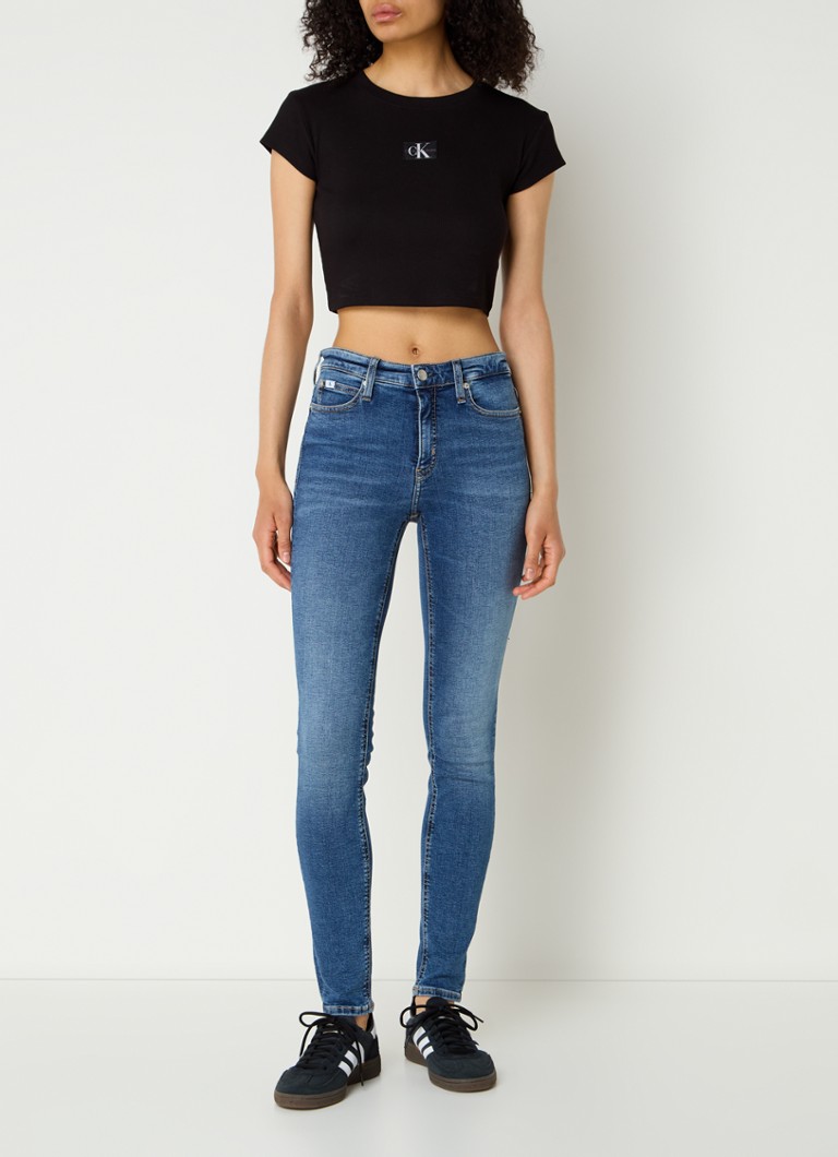 Top corto a coste con logo Calvin Klein