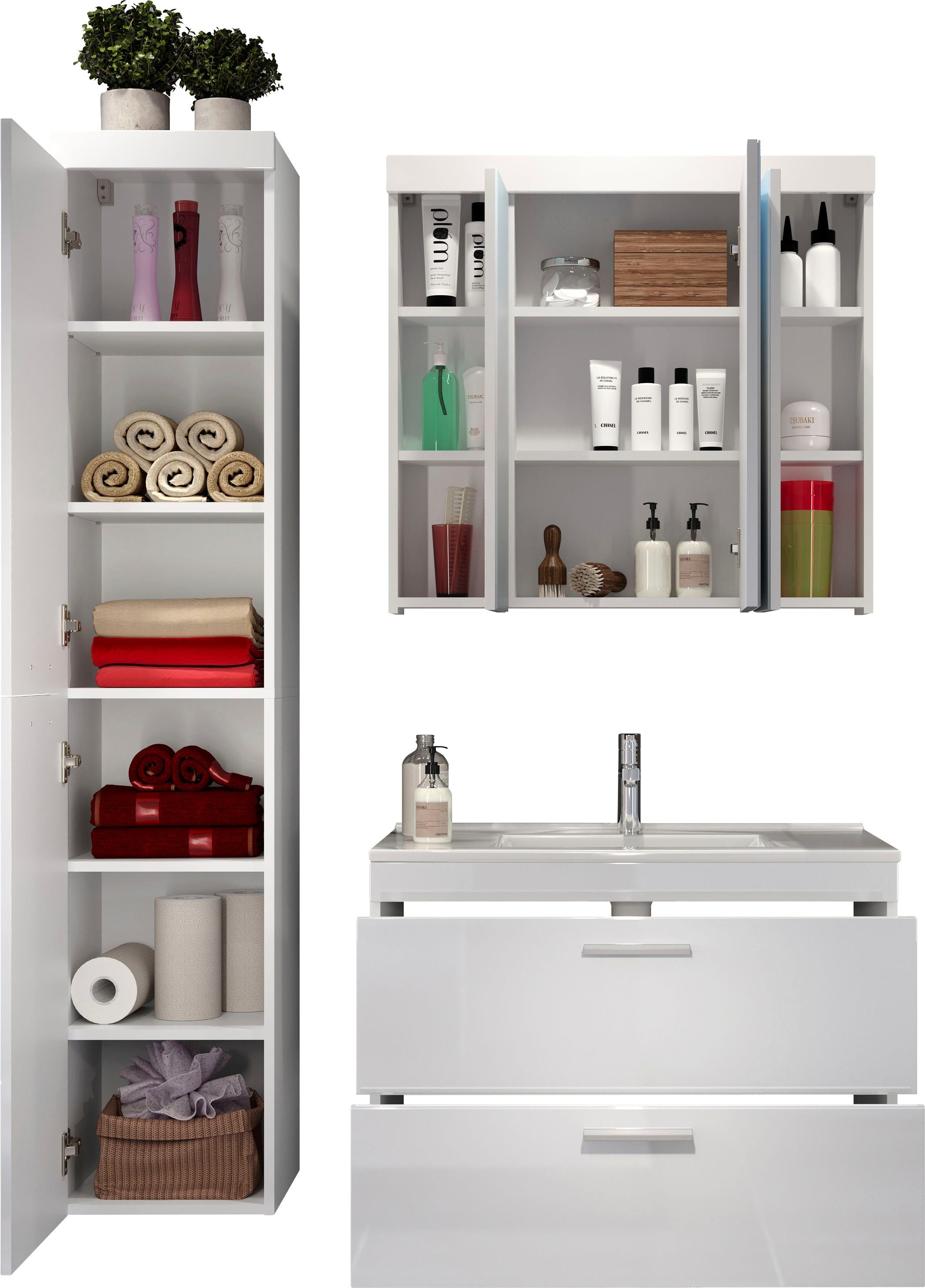 welltime Badezimmer-Set Dormoletto, (4-St), Badmöbel, 4-tlg.
