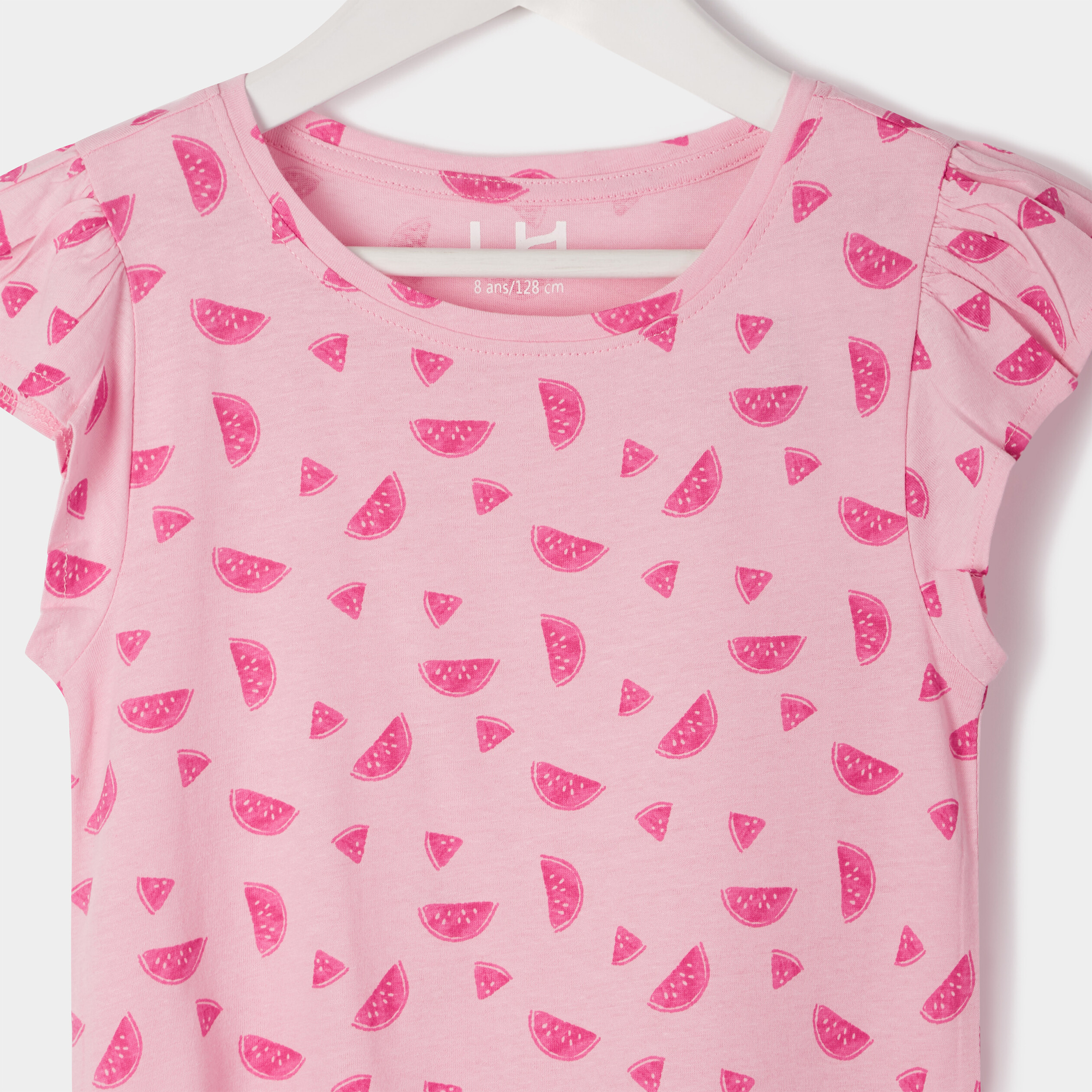 Robe courte évasée à volants rose clair fille | La Halle