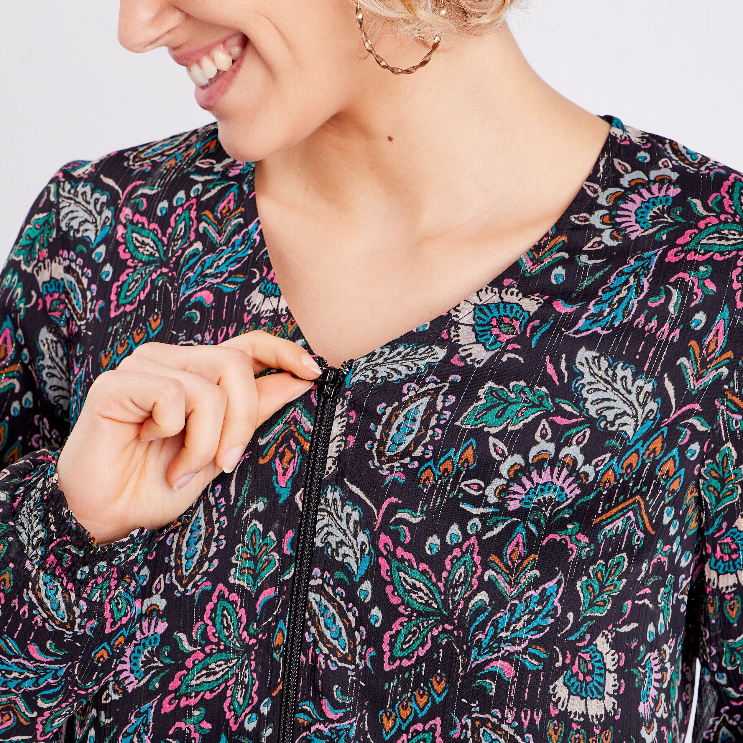 Veste teddy avec manches longues noir femme | Cache Cache