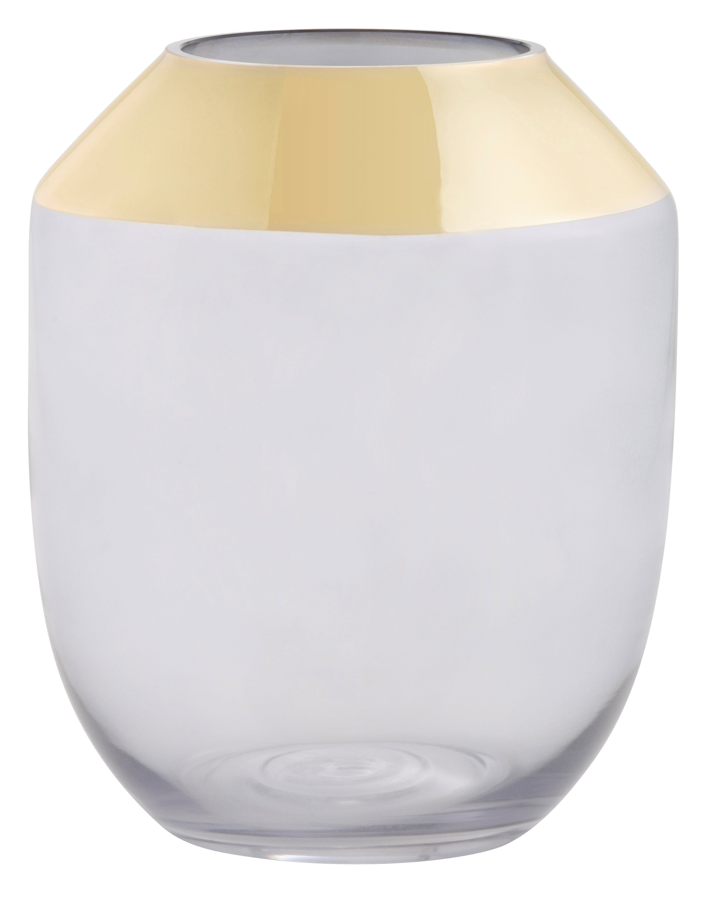 Leonique Tischvase Amaury (1 St), Dekovase, aus Glas, mit goldfarbenem Rand, Höhe ca. 22 cm, Ø ca. 18 cm