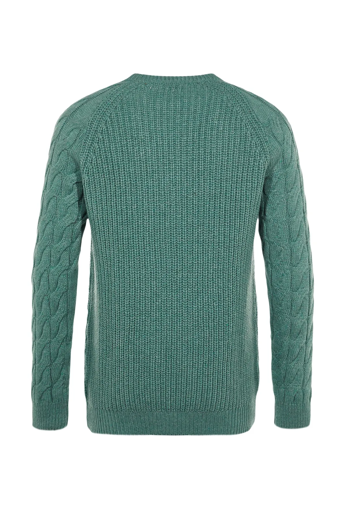 Trendyol Collection  Mintfarbener, regulärer Strickpullover mit Rundhalsausschnitt und detailliertem Haarstrickmuster TMNAW22KZ2059