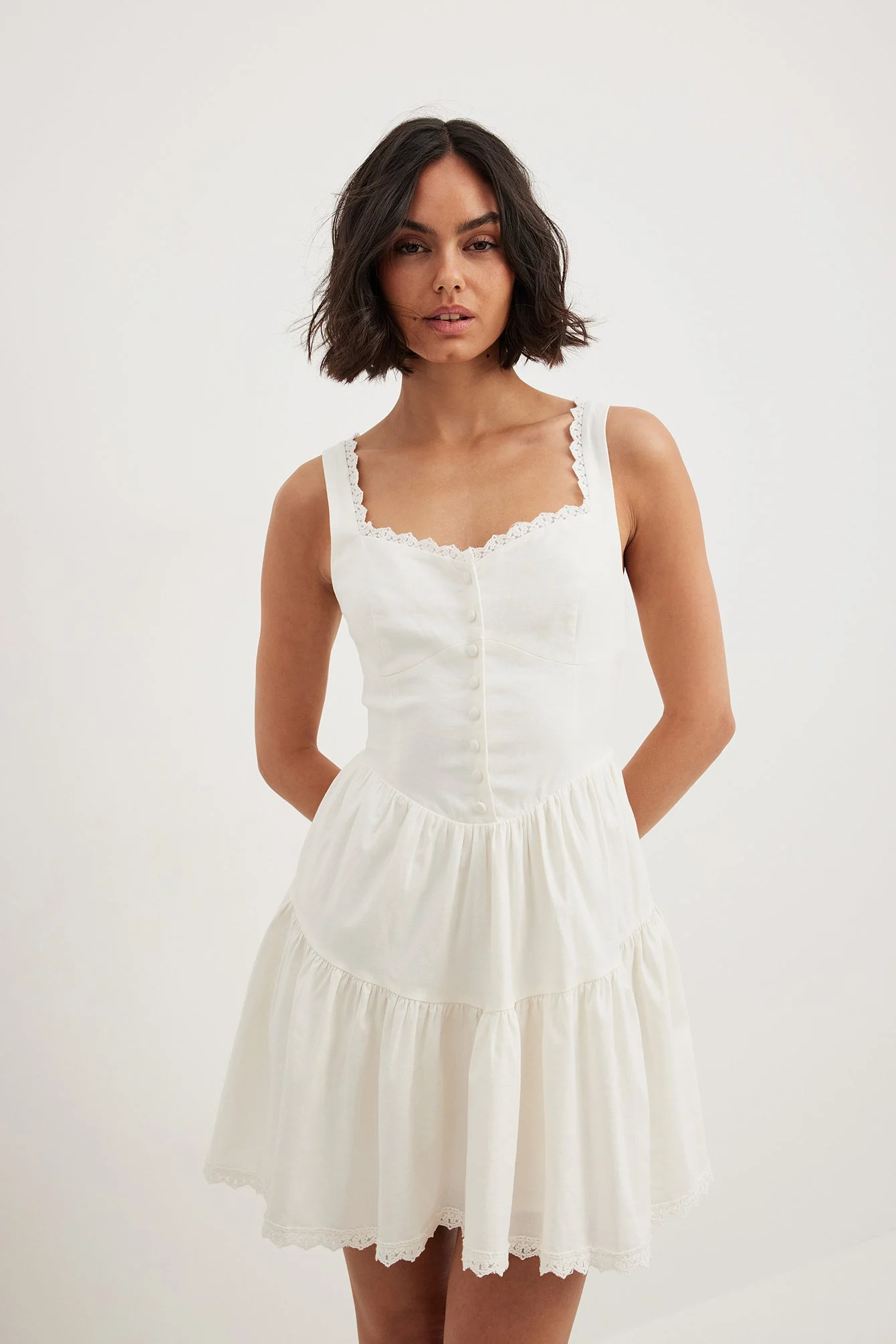 Minikleid mit Korsett und Knopfleiste