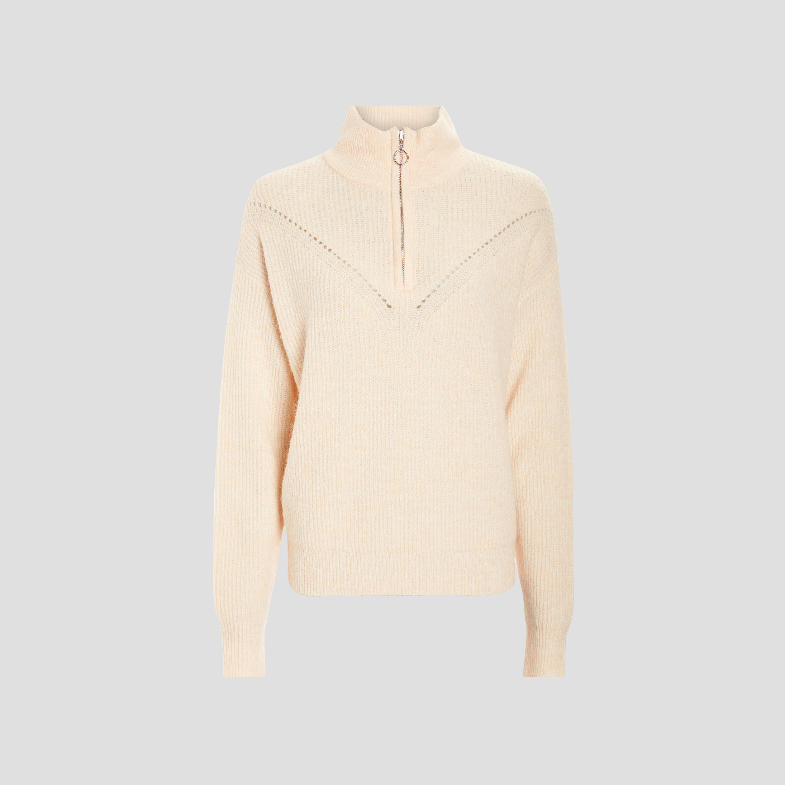 Pull à col montant zippé rose femme | La Halle