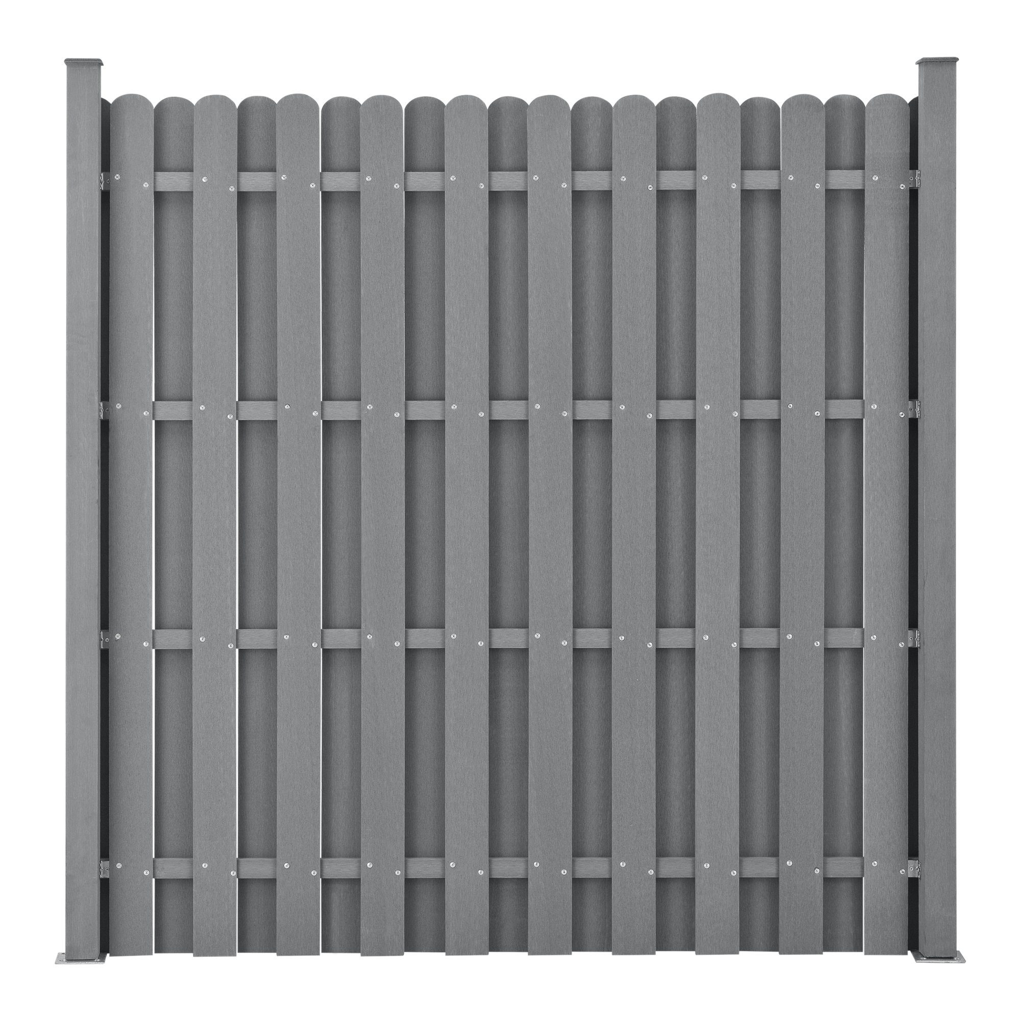 neu.holz Gartenzaun, (mit Pfosten), Langreo Lamellenzaun WPC Sichtschutz 185x376cm Grau