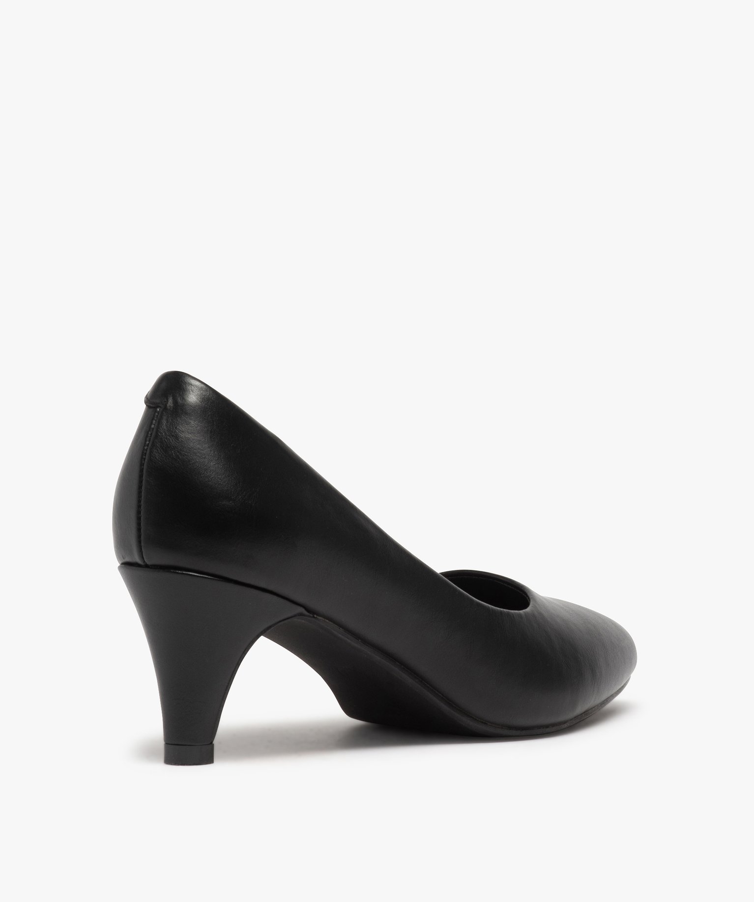 Escarpins femme unis à petit talon et bout amande noir | GEMO